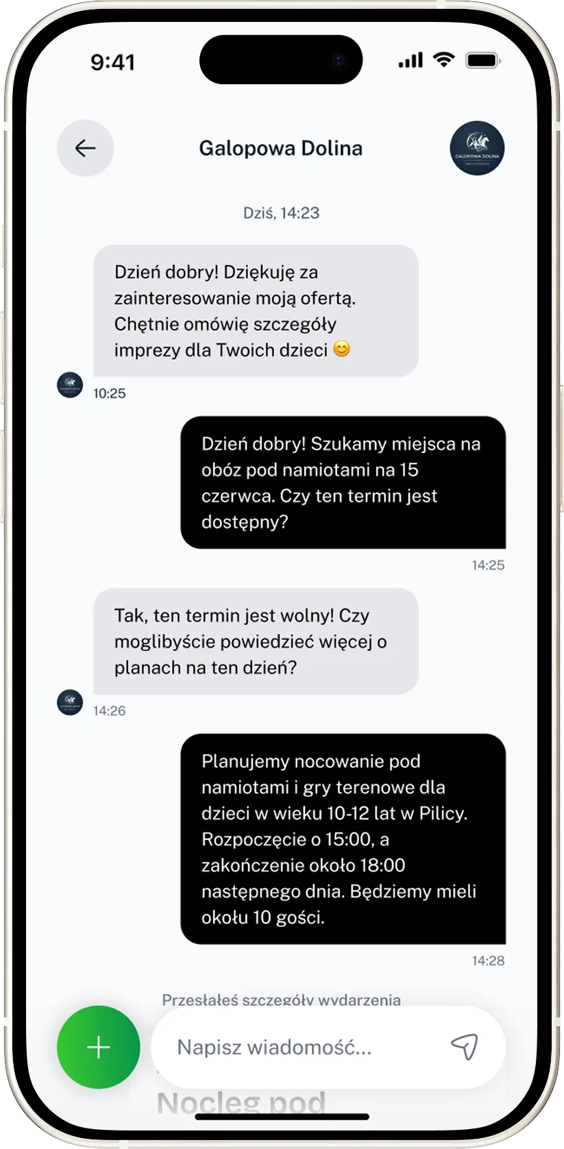 Ekrany aplikacji Campii