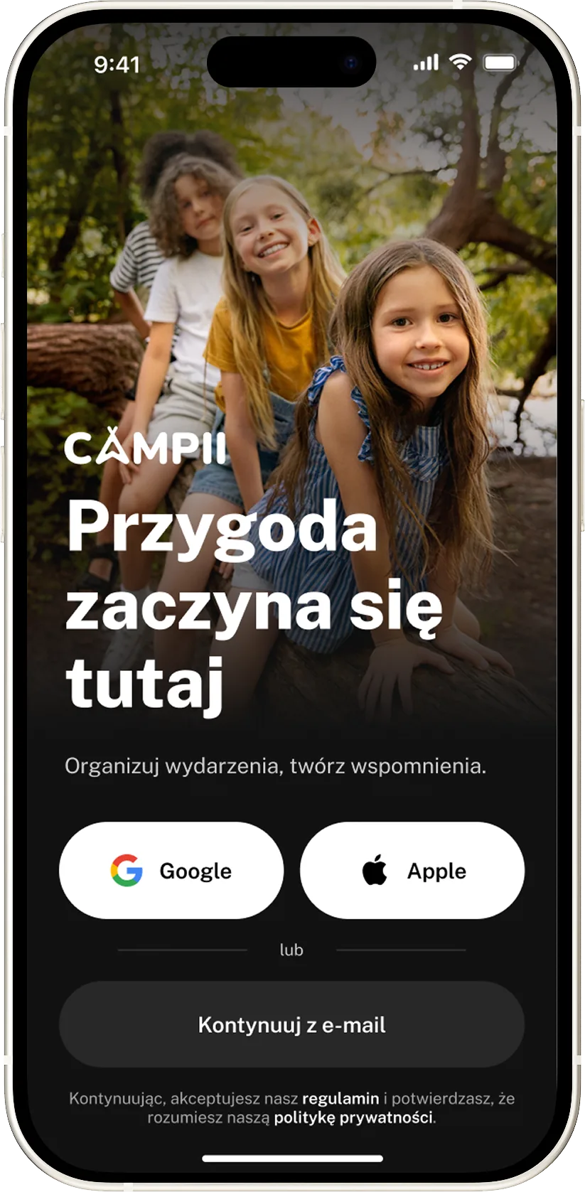Ekrany aplikacji Campii