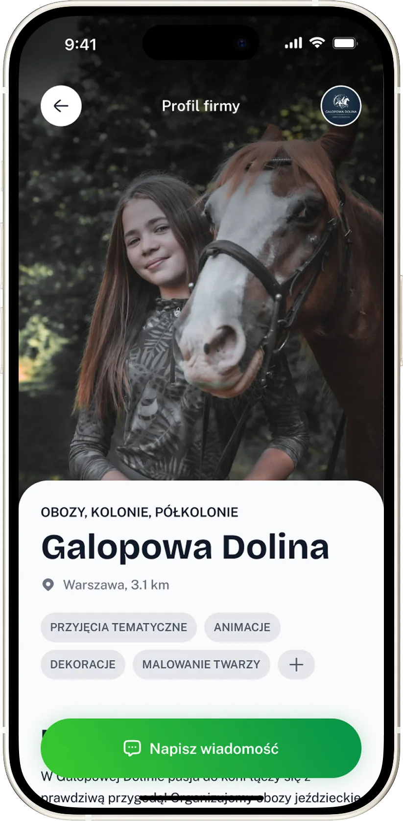 Ekrany aplikacji Campii
